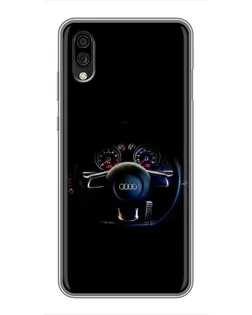Чехол для ZTE Blade A5 (2020) с картинкой «Салон Audi — руль»