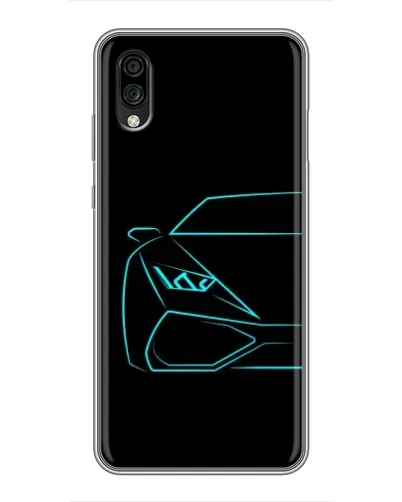 Чехол для ZTE Blade A5 (2020) с картинкой «Голубой силуэт Lamborghini»