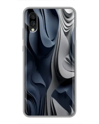 Чехол для ZTE Blade A5 (2020) с картинкой «Объемные синие складки»