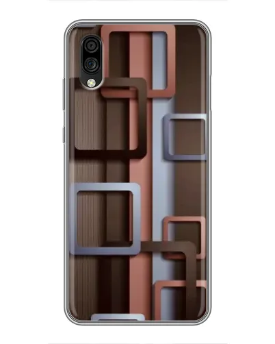 Чехол для ZTE Blade A5 (2020) с картинкой «Коричневые объемные квадраты»