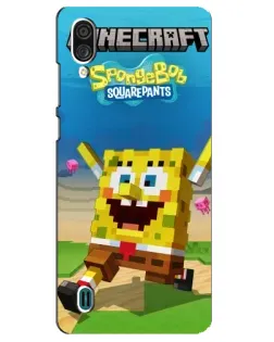 Чехол для ZTE Blade A51 Lite с картинкой «Губка Боб Minecraft»