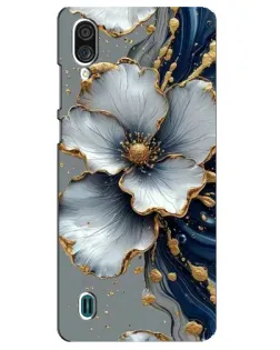 Чехол для ZTE Blade A51 Lite с картинкой «Белый цветок и золотой флюид»