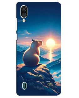 Чехол для ZTE Blade A51 Lite с картинкой «Закат солнца с капибарой»