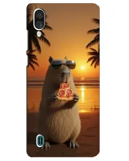 Чехол для ZTE Blade A51 Lite с картинкой «Капибара с пиццей»