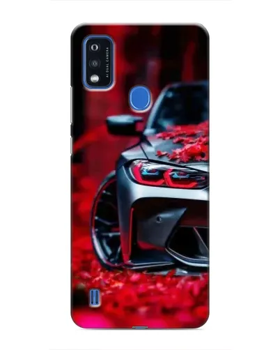 Чехол для ZTE Blade A51 с картинкой «Спортивная BMW и цветы»
