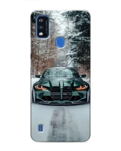 Чехол для ZTE Blade A51 с картинкой «BMW в зимнем лесу»