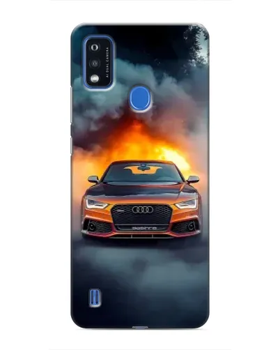 Чехол для ZTE Blade A51 с картинкой «Audi в огненном дыму»