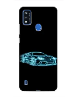Чехол для ZTE Blade A51 с картинкой «Неоновый контур Lamborghini»