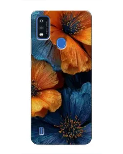 Чехол для ZTE Blade A51 с картинкой «Яркая сине-оранжевая флора»