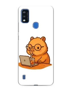Чехол для ZTE Blade A51 с картинкой «Капибара с ноутбуком»