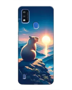 Чехол для ZTE Blade A51 с картинкой «Закат солнца с капибарой»