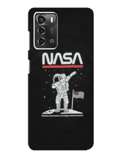 Чехол для ZTE Blade A52 с картинкой «NASA — шагаем по Луне»