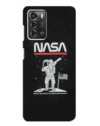Чехол для ZTE Blade A52 с картинкой «NASA — шагаем по Луне»