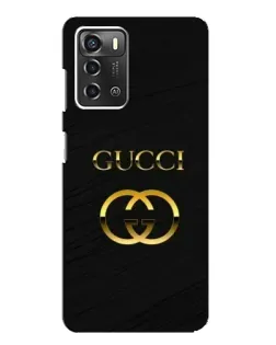Чехол для ZTE Blade A52 с картинкой «Золотой логотип Gucci»