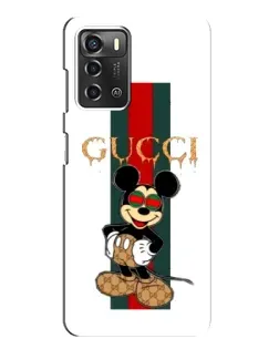 Чехол для ZTE Blade A52 с картинкой «Микки Маус Gucci — полосы»