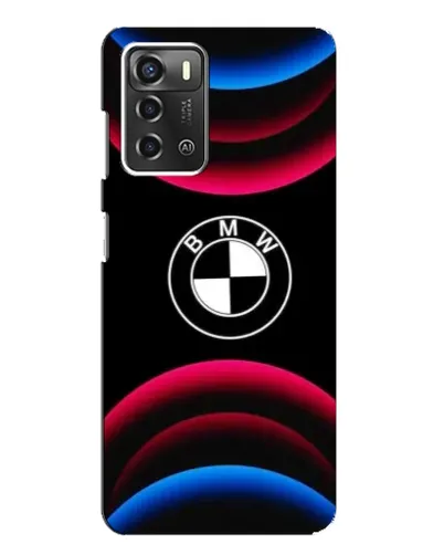 Чехол для ZTE Blade A52 с картинкой «Логотип BMW и неоновые дуги»