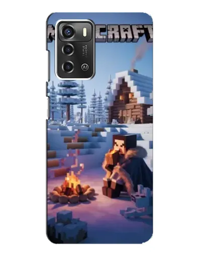 Чехол для ZTE Blade A52 с картинкой «Зимний Minecraft»