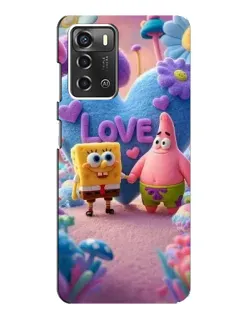 Чехол для ZTE Blade A52 с картинкой «Губка Боб Патрик»