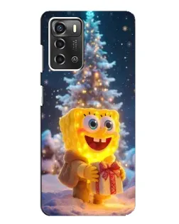 Чехол для ZTE Blade A52 с картинкой «Рождественский Спанч Боб»