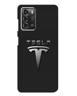 Чехол для ZTE Blade A52 с картинкой «Стальной логотип Tesla»