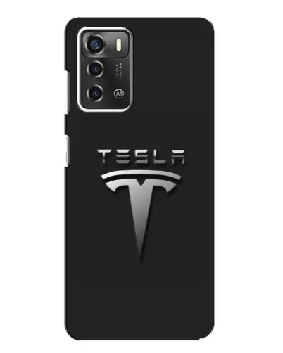 Чехол для ZTE Blade A52 с картинкой «Стальной логотип Tesla»