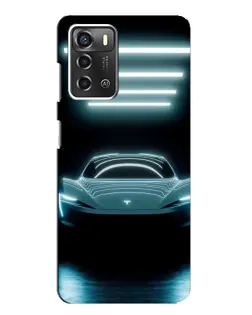 Чехол для ZTE Blade A52 с картинкой «Tesla в неоне»