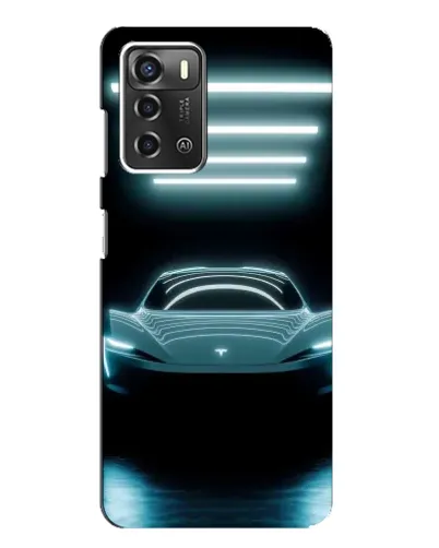 Чехол для ZTE Blade A52 с картинкой «Tesla в неоне»