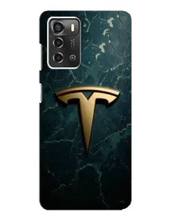Чехол для ZTE Blade A52 с картинкой «Мраморная Tesla Gold»