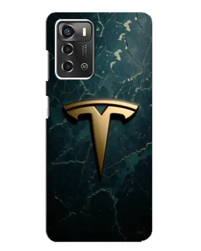 Чехол для ZTE Blade A52 с картинкой «Мраморная Tesla Gold»