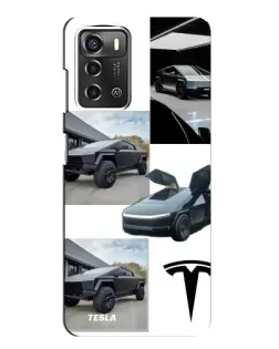 Чехол для ZTE Blade A52 с картинкой «Коллаж Cybertruck Tesla»