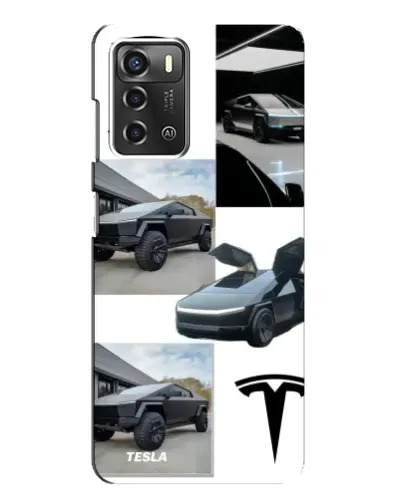 Чехол для ZTE Blade A52 с картинкой «Коллаж Cybertruck Tesla»