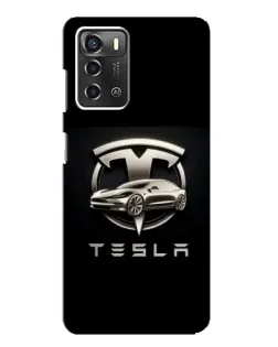 Чехол для ZTE Blade A52 с картинкой «Tesla — серебристое авто»