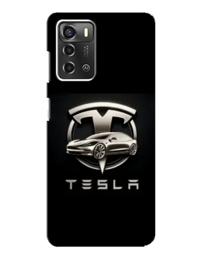 Чехол для ZTE Blade A52 с картинкой «Tesla — серебристое авто»