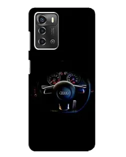 Чехол для ZTE Blade A52 с картинкой «Салон Audi — руль»