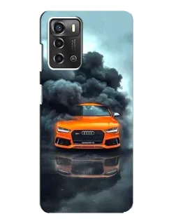 Чехол для ZTE Blade A52 с картинкой «Audi в облаках дыма»