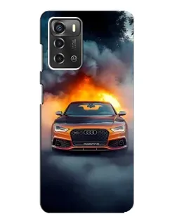 Чехол для ZTE Blade A52 с картинкой «Audi в огненном дыму»