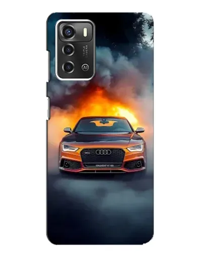 Чехол для ZTE Blade A52 с картинкой «Audi в огненном дыму»