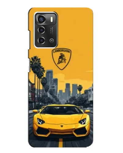 Чехол для ZTE Blade A52 с картинкой «Желтый Lamborghini город»