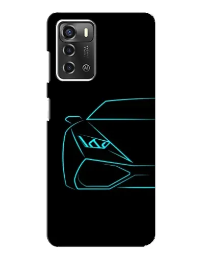 Чехол для ZTE Blade A52 с картинкой «Голубой силуэт Lamborghini»