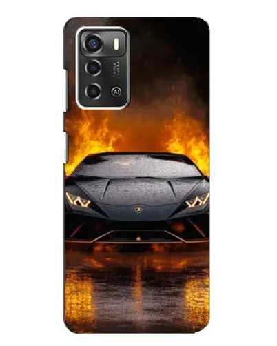 Чехол для ZTE Blade A52 с картинкой «Lamborghini в огне»