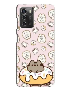Чехол для ZTE Blade A52 с картинкой «Пушин на пончике»