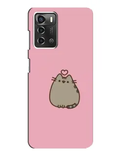 Чехол для ZTE Blade A52 с картинкой «Pusheen сердце»