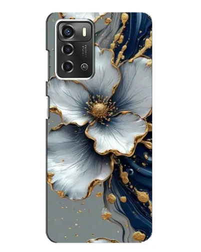 Чехол для ZTE Blade A52 с картинкой «Белый цветок и золотой флюид» Чехол для ZTE Blade A52 с картинкой «Белый цветок и золотой флюид»