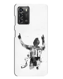 Чехол для ZTE Blade A52 с картинкой «Черно-белый силуэт Месси» Чехол для ZTE Blade A52 с картинкой «Черно-белый силуэт Месси»