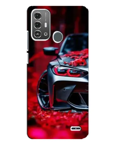 Чехол для ZTE Blade A53 Pro с картинкой «Спортивная BMW и цветы»