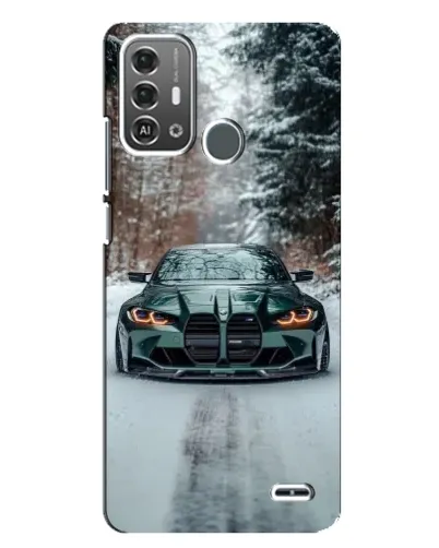 Чехол для ZTE Blade A53 Pro с картинкой «BMW в зимнем лесу»