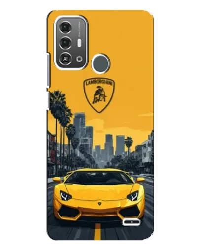 Чехол для ZTE Blade A53 Pro с картинкой «Желтый Lamborghini город»