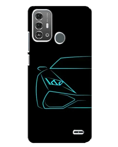 Чехол для ZTE Blade A53 Pro с картинкой «Голубой силуэт Lamborghini»
