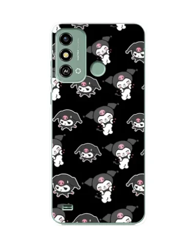 Чехол для ZTE Blade A53 с картинкой «Черный паттерн Kuromi»
