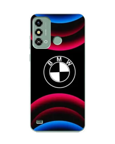 Чехол для ZTE Blade A53 с картинкой «Логотип BMW и неоновые дуги»